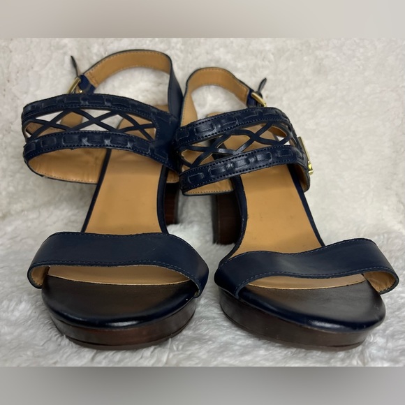Tommy Hilfiger Navy Blue Platform Sandal Heels - Picture 2 of 6